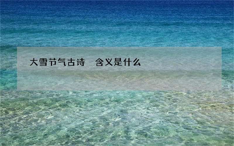 大雪节气古诗 含义是什么